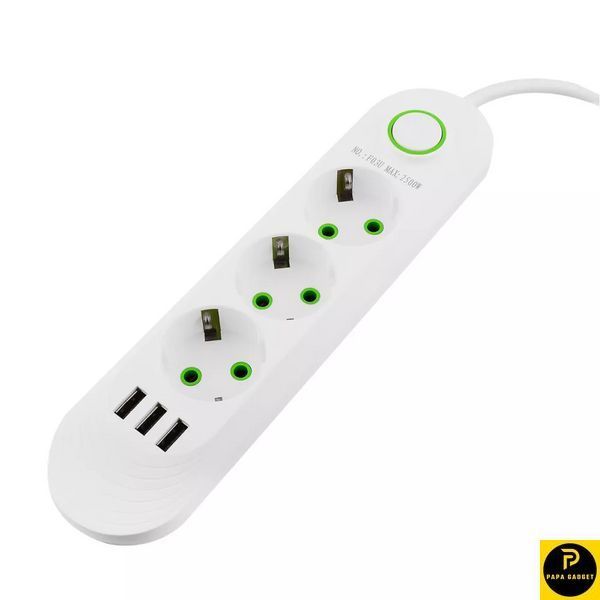 Мережевий фільтр Power Socket F03U (3 розетки + 3 USB) 38405 фото