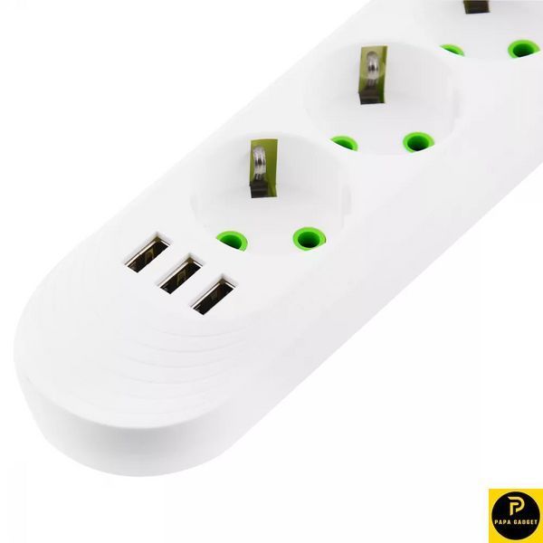 Мережевий фільтр Power Socket F03U (3 розетки + 3 USB) 38405 фото