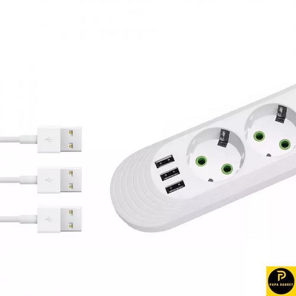 Мережевий фільтр Power Socket F03U (3 розетки + 3 USB) 38405 фото