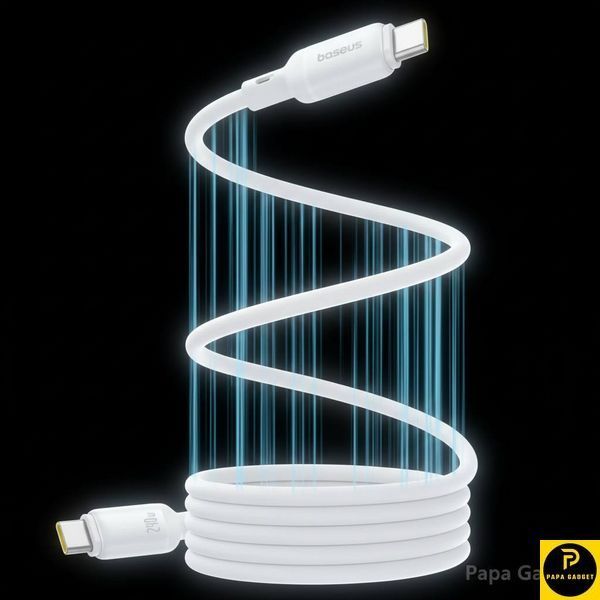 Кабель Baseus PicoGo Magnetic Liquid Silicone Type-C to Type-C 240W (1m) (white) 30608 фото