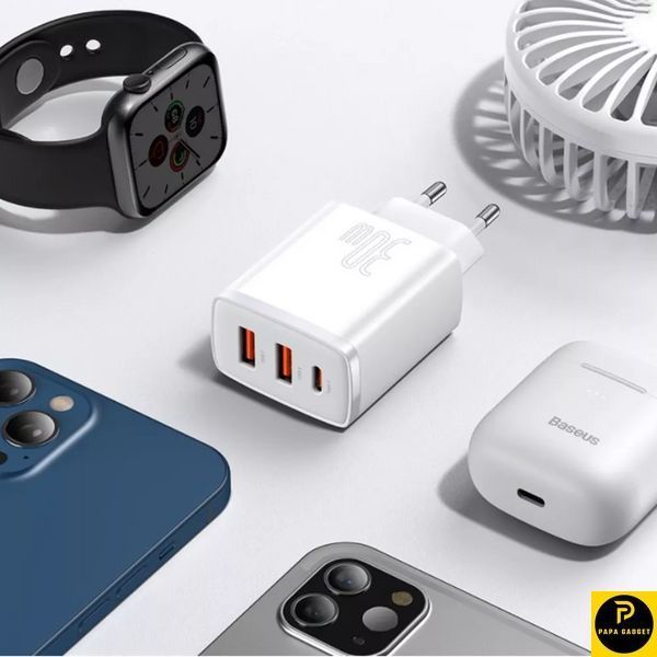 Зарядка Baseus Compact 30W QC+ PD (1Type-C + 2USB) 1760916567 фото