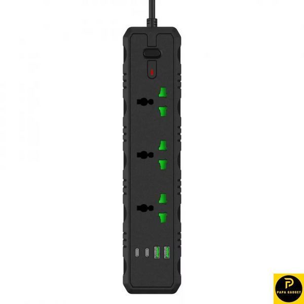 Мережевий фільтр Power Socket T25-QC (3 розетки + 2 USB + 2 Type-C) 3000w 36879 фото