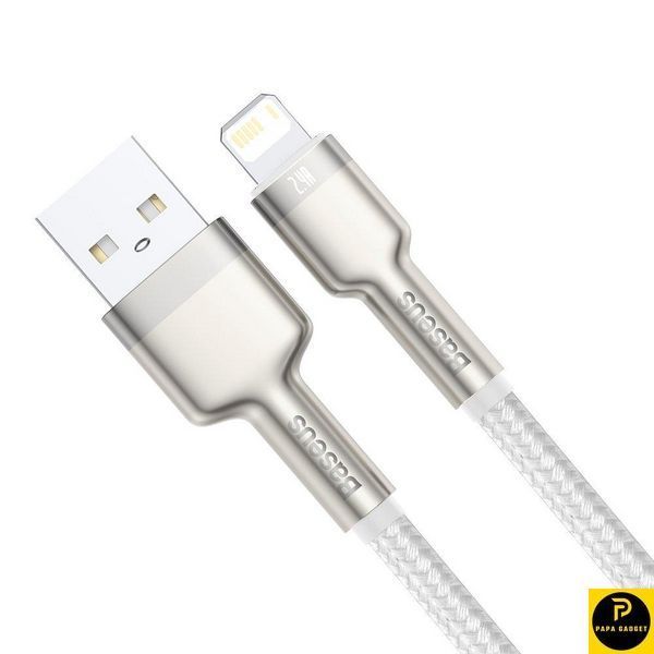 Кабель зарядки Ligtning 1 метр Baseus Cafule Metal lightning 1м 2.4A (white) 1723411807 фото