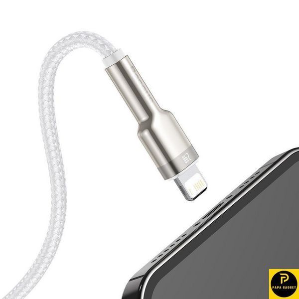 Кабель зарядки Ligtning 1 метр Baseus Cafule Metal lightning 1м 2.4A (white) 1723411807 фото