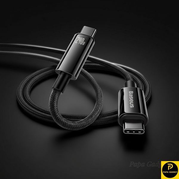Кабель зарядки type c - type c 240w 3 метри Baseus Tungsten Gold Fast Charging Type-C to Type-C 240W (3m) (black) 2654889890 фото