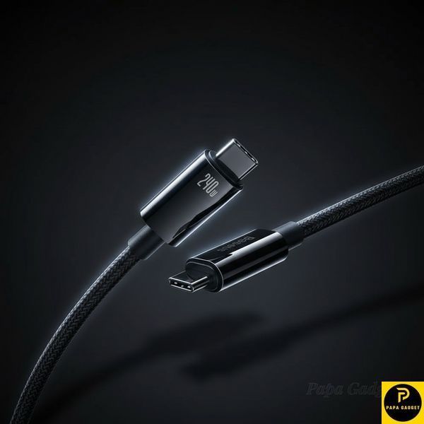 Кабель зарядки type c - type c 240w 3 метри Baseus Tungsten Gold Fast Charging Type-C to Type-C 240W (3m) (black) 2654889890 фото
