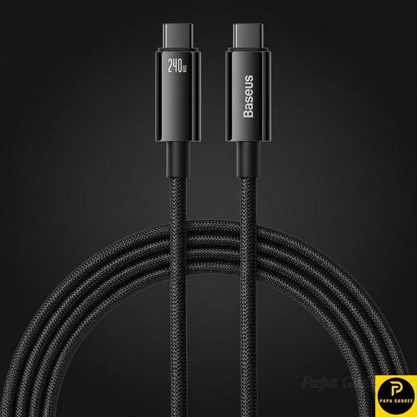 Кабель зарядки type c - type c 240w 3 метри Baseus Tungsten Gold Fast Charging Type-C to Type-C 240W (3m) (black) 2654889890 фото