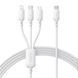 Кабель зарядки 3в1 Baseus Silky One-for-Three Fast Charging Type-C to Micro USB+Lightning+Type-C 100W 1.5m (white) 35102 фото 2