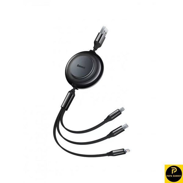 Кабель зарядки 3 в 1 Baseus Bright Mirror 2 Series 3-in-1 (Micro USB+Lightning+Type-C) 3.5A (1.1m) (black) 29892 фото