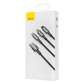 Кабель заряджання 3 в 1 Baseus Tungsten Gold One-for-three Fast Charging Data 3-in-1 (Micro USB+Lightning+Type-C) 3.5 31919 фото