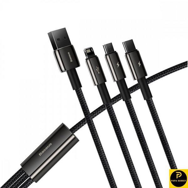 Кабель заряджання 3 в 1 Baseus Tungsten Gold One-for-three Fast Charging Data 3-in-1 (Micro USB+Lightning+Type-C) 3.5 31919 фото