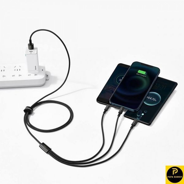 Кабель заряджання 3 в 1 Baseus Tungsten Gold One-for-three Fast Charging Data 3-in-1 (Micro USB+Lightning+Type-C) 3.5 31919 фото