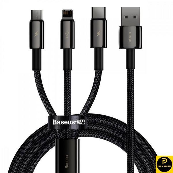 Кабель заряджання 3 в 1 Baseus Tungsten Gold One-for-three Fast Charging Data 3-in-1 (Micro USB+Lightning+Type-C) 3.5 31919 фото