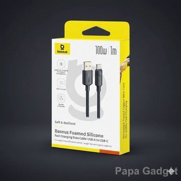 Кабель Baseus Foamed Silicone Fast Charging Type-C 100W (1m) (black) 1727866230 фото