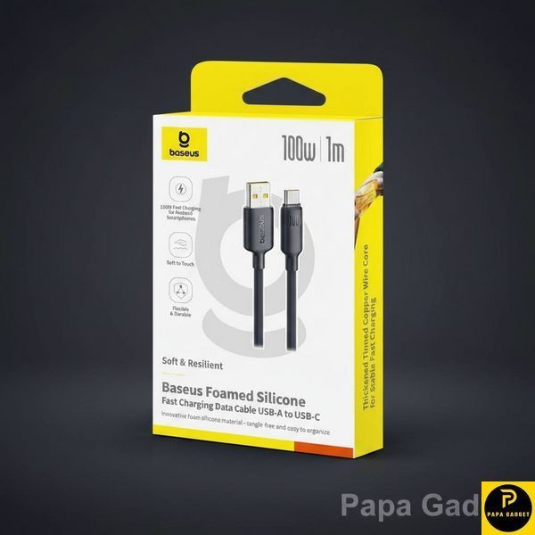 Кабель Baseus Foamed Silicone Fast Charging Type-C 100W (1m) (black) 1727866230 фото