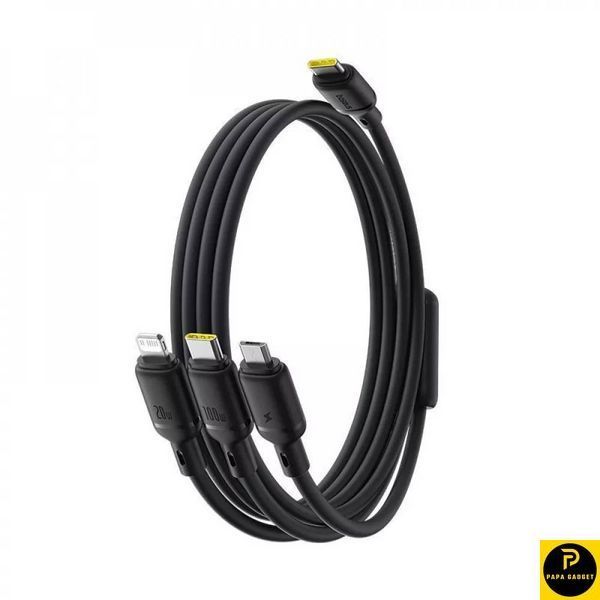Кабель зарядки 3в1 Baseus Silky One-for-Three Fast Charging Type-C to Micro USB+Lightning+Type-C 100W 1.5m (black) 35102 фото