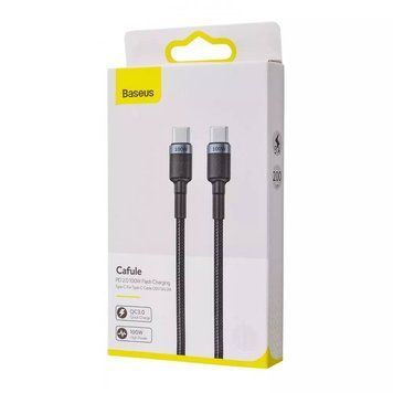 Кабель Baseus Cafule Flash Charging Type-C to Type-C PD 2.0 100W (2m) (gray/black) 1725546327 фото