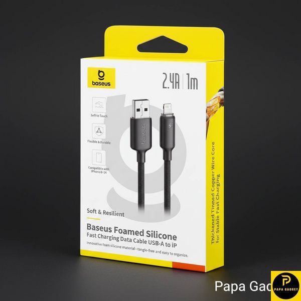 Кабель Baseus Foamed Silicone Fast Charging Lightning 2.4A (1m) (white) 22713 фото
