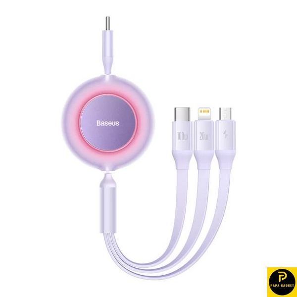 Кабель Baseus Bright Mirror 2 Series 3-in-1 (Micro USB+Lightning+Type-C) 100W (1.1m) (purple) 1727866231 фото