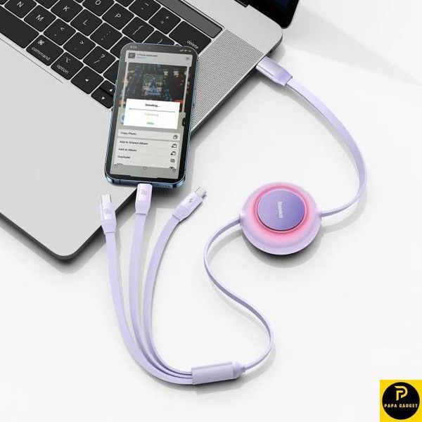 Кабель Baseus Bright Mirror 2 Series 3-in-1 (Micro USB+Lightning+Type-C) 100W (1.1m) (purple) 1727866231 фото