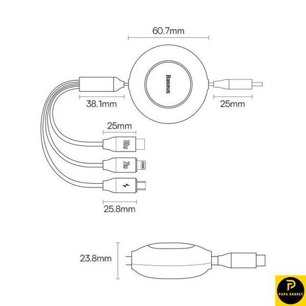 Кабель Baseus Bright Mirror 2 Series 3-in-1 (Micro USB+Lightning+Type-C) 100W (1.1m) (purple) 1727866231 фото