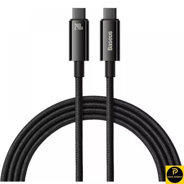 Кабель зарядки type c - type c 240w 3 метри Baseus Tungsten Gold Fast Charging Type-C to Type-C 240W (3m) (black) 2654889890 фото