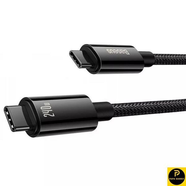 Кабель зарядки type c - type c 240w 3 метри Baseus Tungsten Gold Fast Charging Type-C to Type-C 240W (3m) (black) 2654889890 фото